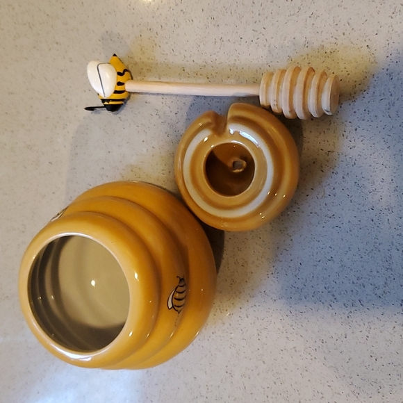 🐝 Mini Beehive Honey Pot with Wooden Dipper 🍯 NEW - Picture 7 of 9